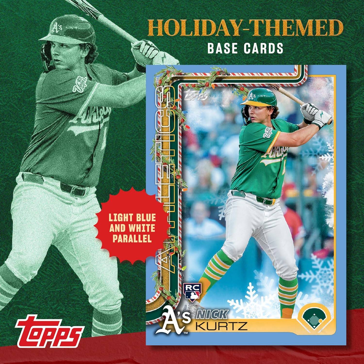 A's Holiday-Themed Base Cards  
Light Blue and White Parallel  
Topps RC  
Nick Kurtz