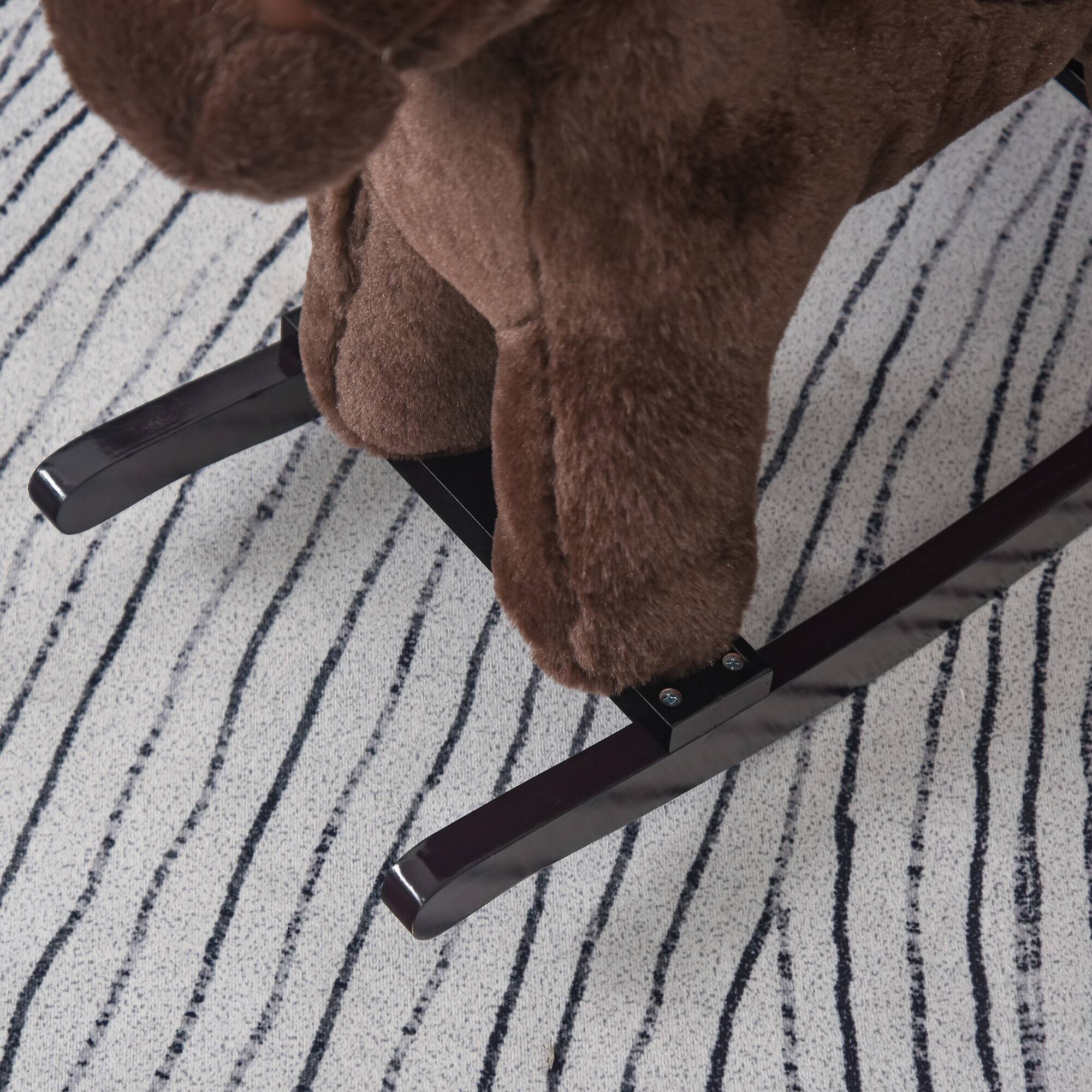 Alt View 1. Siljoy - Brown Kids Rocking Horse with Bear Toy & Sounds, Plush Ride-On, 66lb Load, Ages 3+ - Brown.