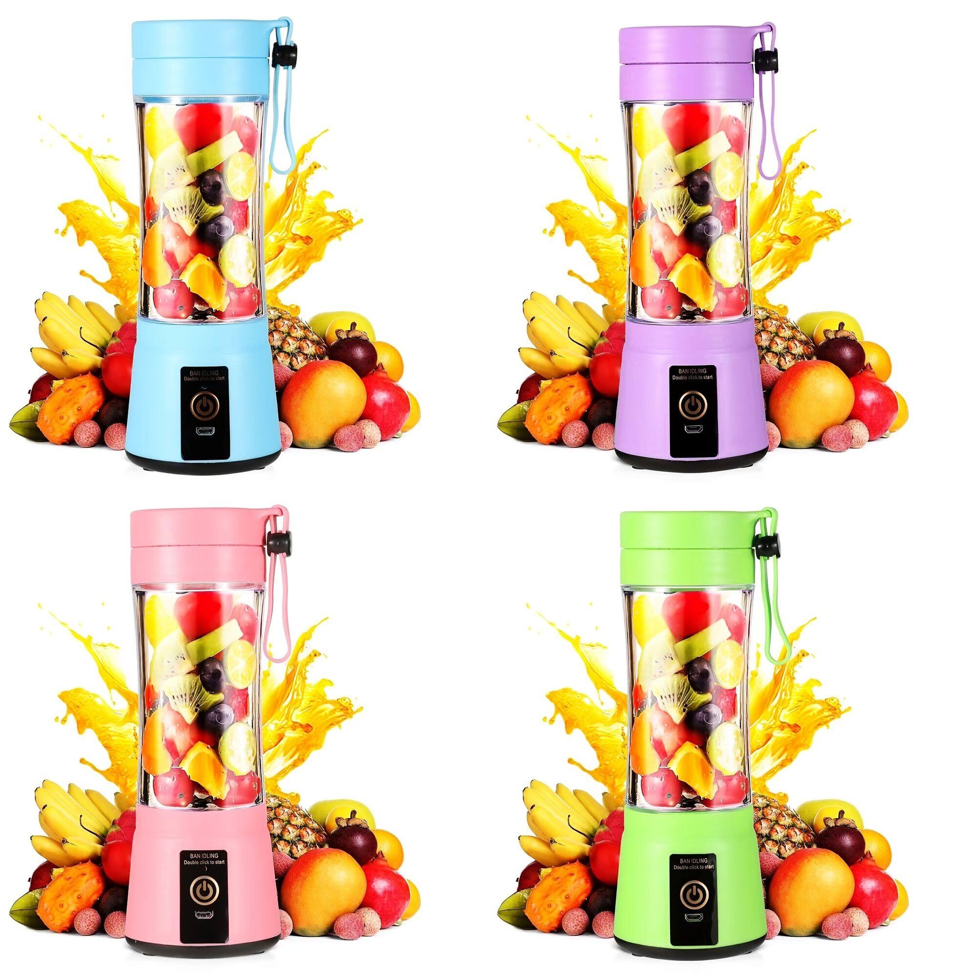 Left. Forest'nSky - 380ML Portable Juicer and Blender Cup, USB Rechargeable with 6 Blades for Fresh Juice in Blue - Blue.