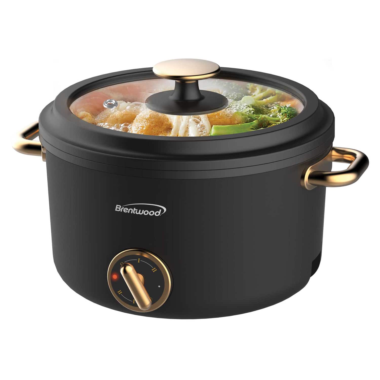 Brentwood - 700-watt 2.6-qt. Multifunction Electric Hot Pot Cooker With Ceramic Non-stick Coating And Food Steamer - Black