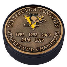 Mustang Drinkware - Pittsburgh Penguins 5-Time Stanley Cup Champions Medallion Collection Puck - Multicolor