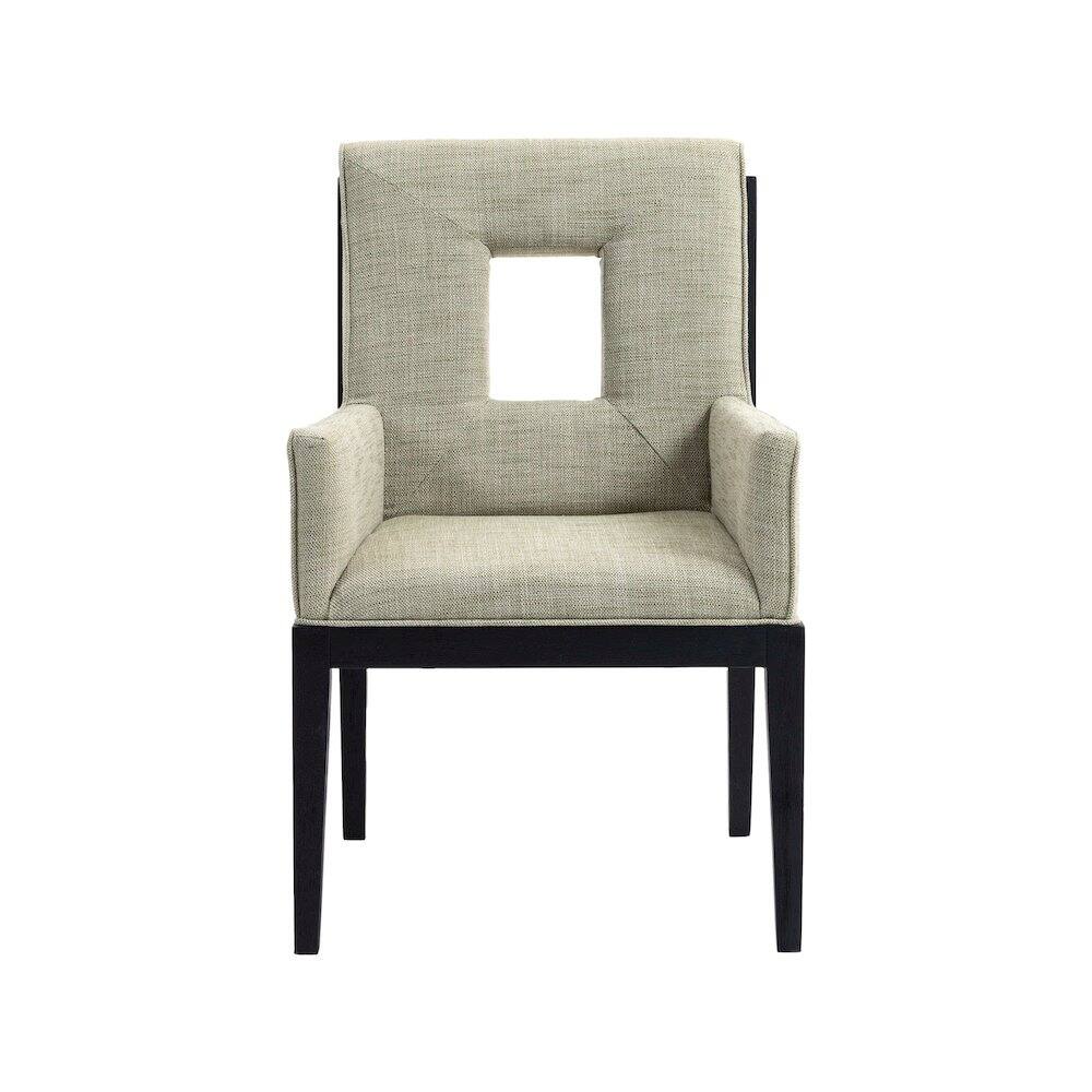 Alt View 2. Meridian Furniture - Gwendolyn Green Linen Textured Fabric Dining Arm Chair - Green.