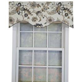 RLF Home - 100% Cotton Zanzibar Cornice With Poly/Cotton Ivory lining Rod Pocket Valance 50" x 17" - Gray