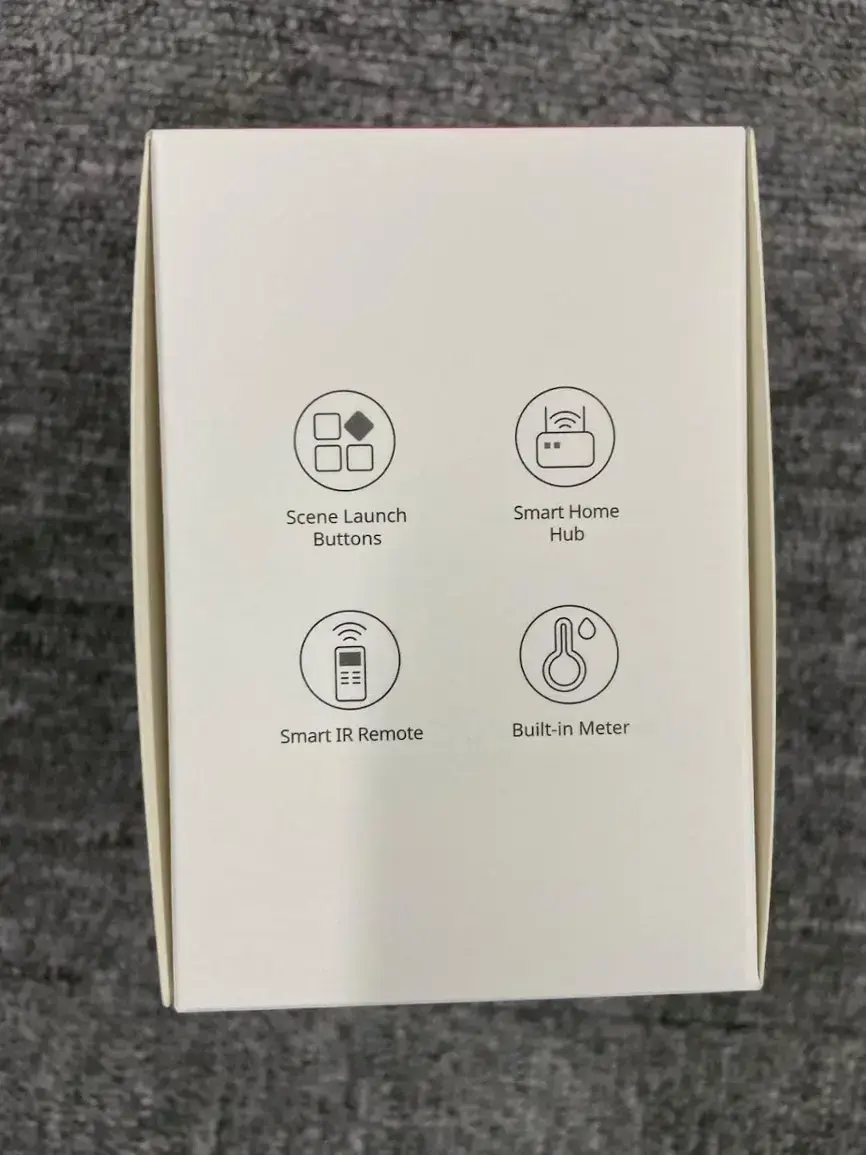 The text on the image reads:

Scene Launch Buttons Smart Home Hub Smart IR Remote Built-in Meter