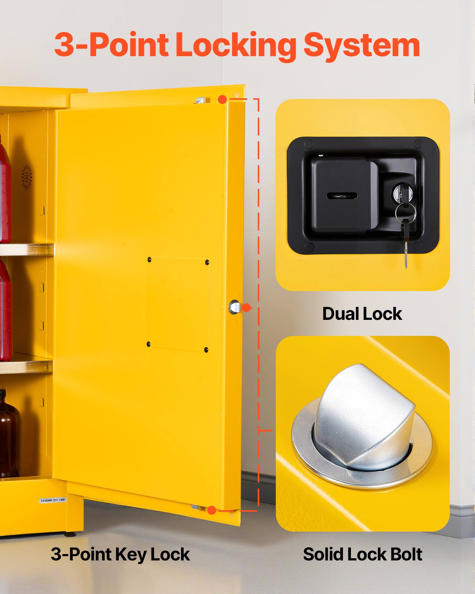 3-Point Locking System

- Dual Lock
- 3-Point Key Lock
- Solid Lock Bolt