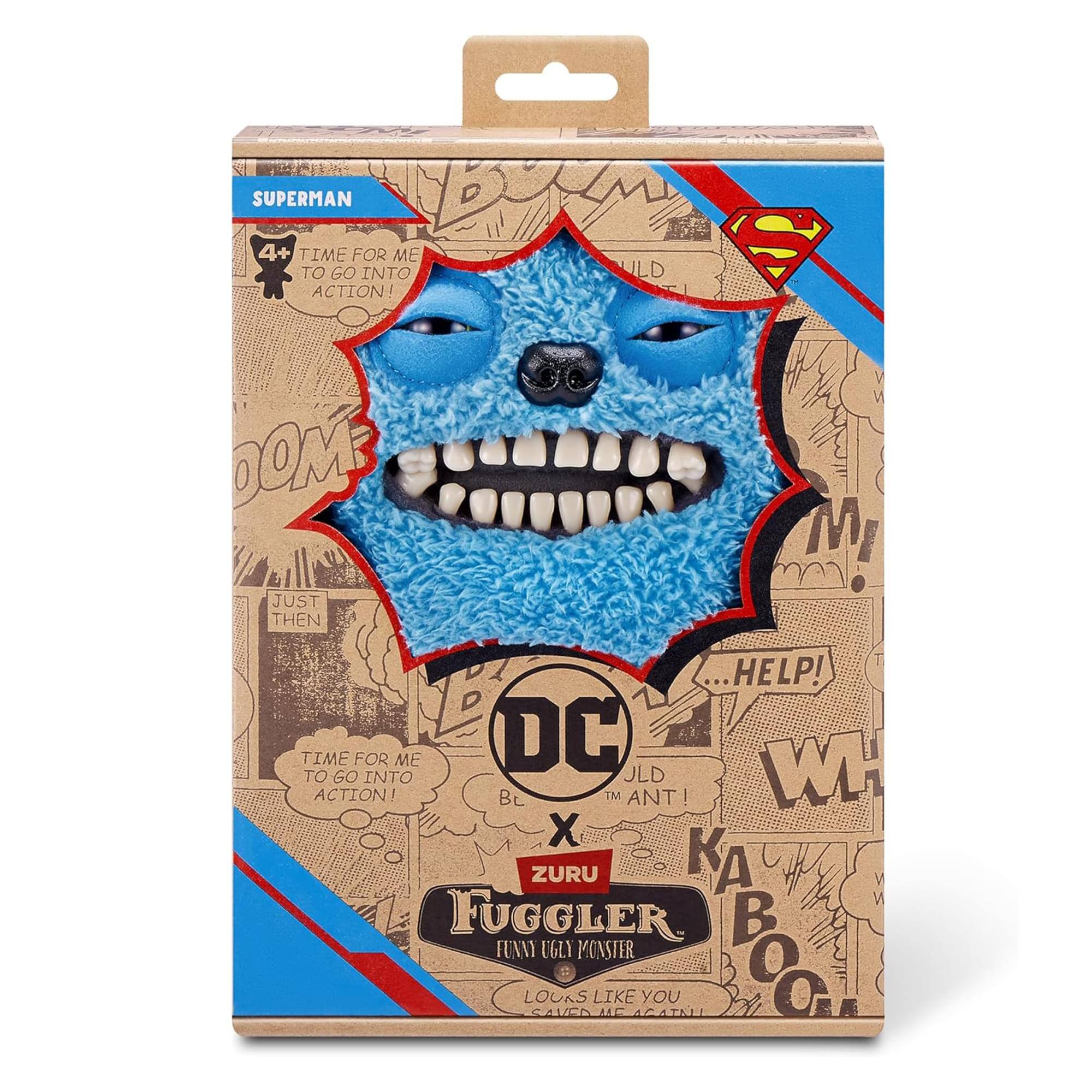 SUPERMAN  
4+  
TIME FOR ME TO GO INTO ACTION!  

DC  
JUST THEN  
TIME FOR ME TO GO INTO ACTION!  

ZURU  
FUGGLER  
FUNNY UGLY MONSTER  
LOOKS LIKE YOU  

...HELP!  
OLD  
TM ANT!  
KA BOOM