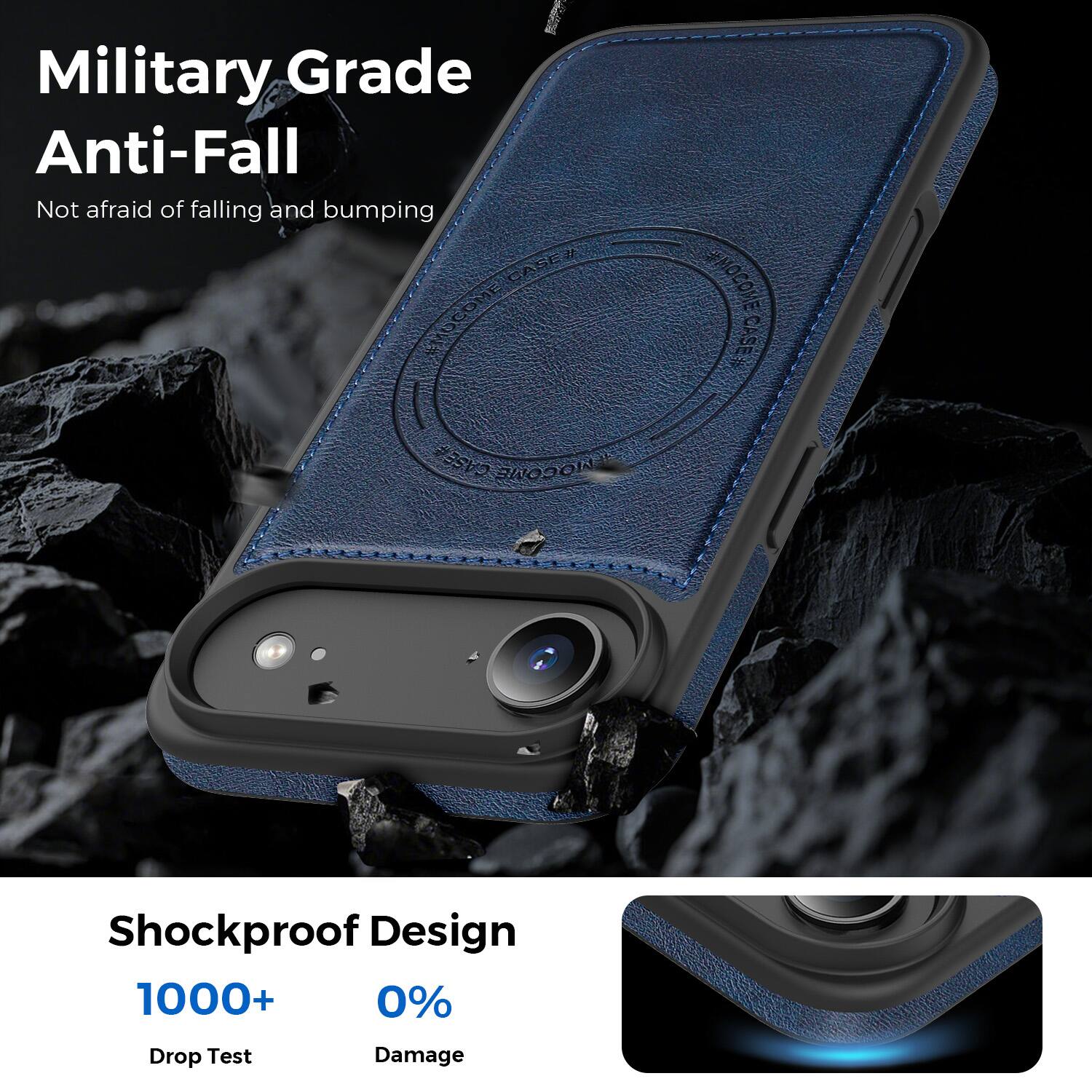 Military Grade Anti-Fall  
Not afraid of falling and bumping  

Shockproof Design  
1000+ Drop Test  
0% Damage