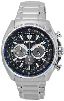 Citizen - Eco-Drive Chronograph Stainless Steel Dial CA4560-81E 100M Men's Watch - Black