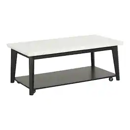Furniture of America - Isolde Wood and Marble Rectangle Coffee Table - White