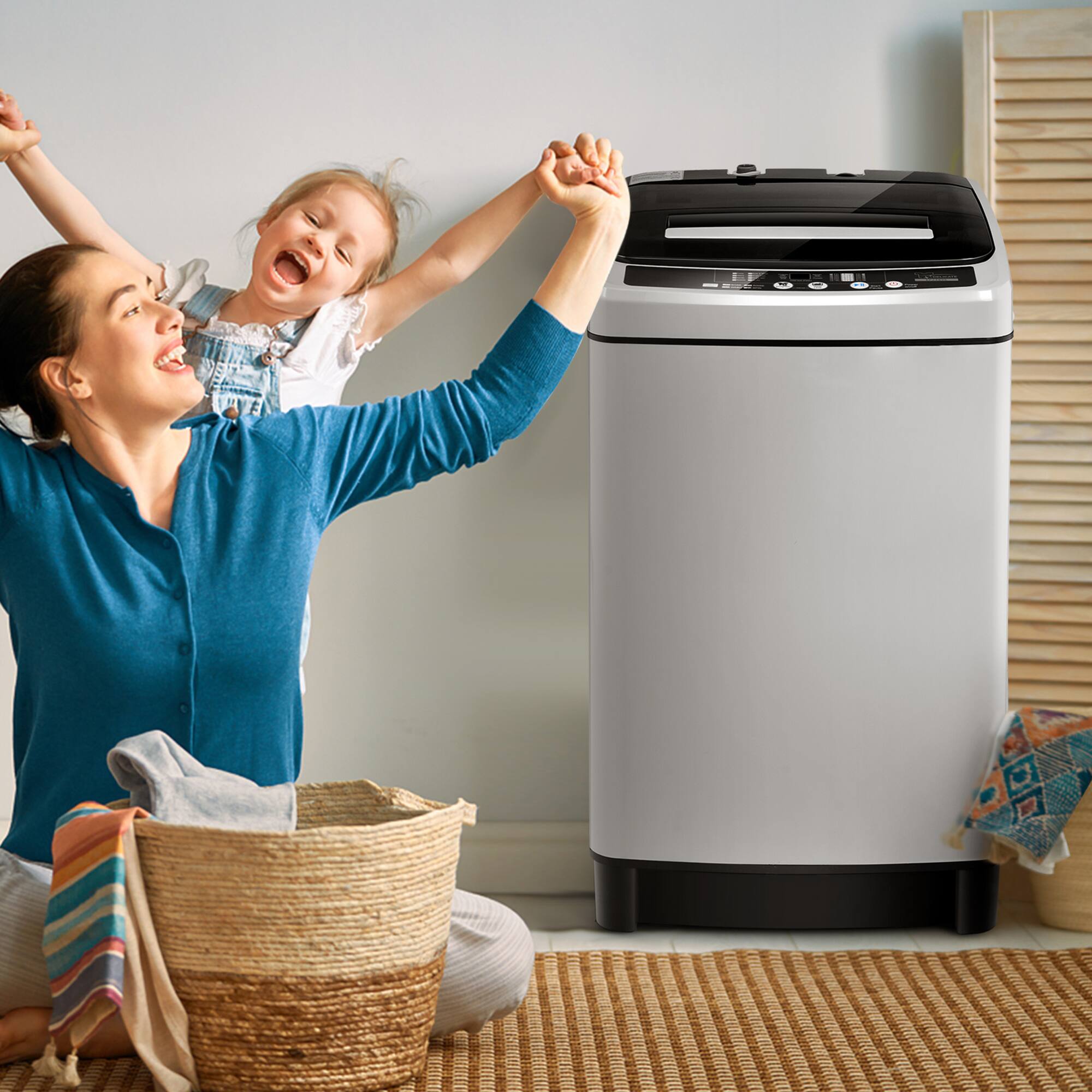 Alt View 3. Gymax - Gymax Compact Full-automatic Washing Machine & Dryer w/ 11 lbs Capacity Grey - Grey.