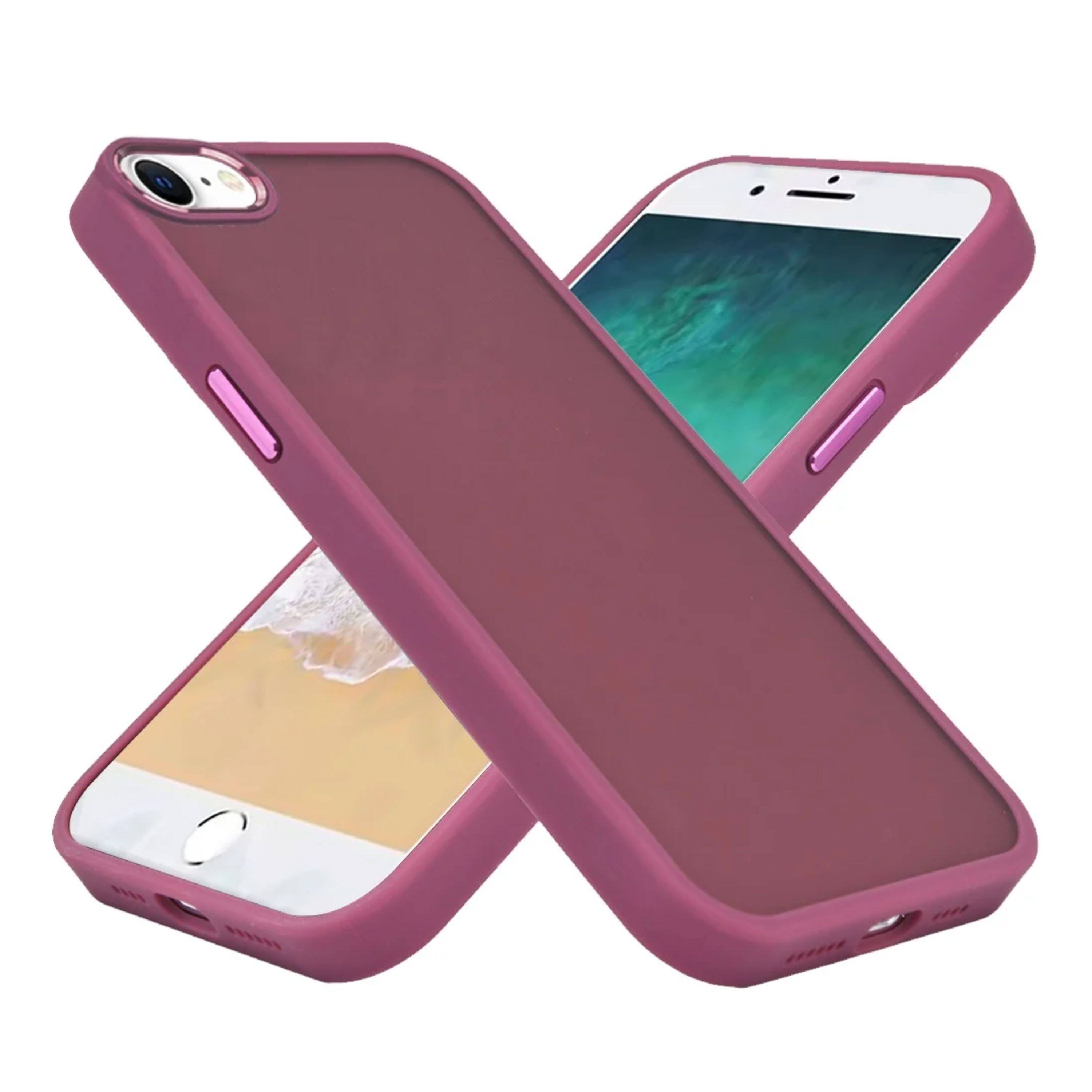 Left. Kitcheniva - Rubberized Thick Acrylic Metal Buttons Phone Case With Tempered Glass For iPhone 16e/17e Cosmic Orange - Cosmic Orange.