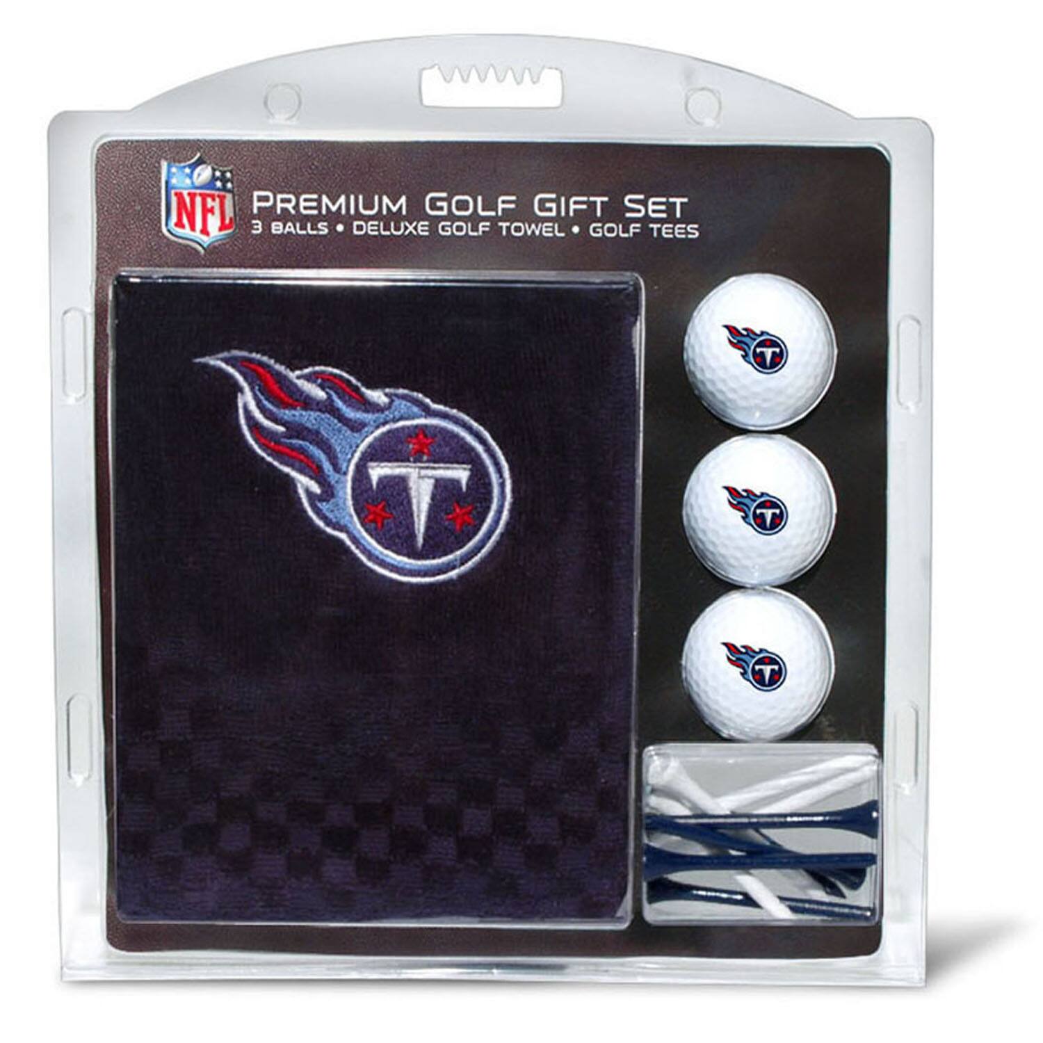 NFL PREMIUM GOLF GIFT SET  
3 BALLS • DELUXE GOLF TOWEL • GOLF TEES