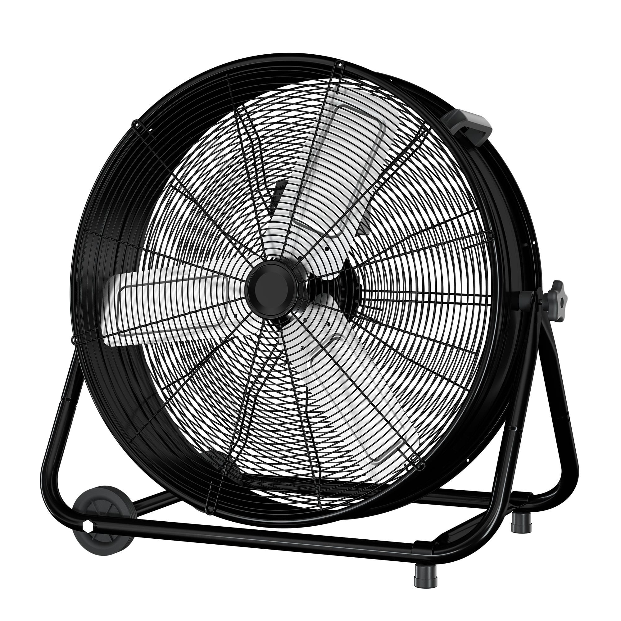 Vaczon - Commercial Drum Fan 120V 320W, 3-Speed High Velocity Floor Fan with Wheels, Aluminum Motor and 3-Blade Air Circulator - Black