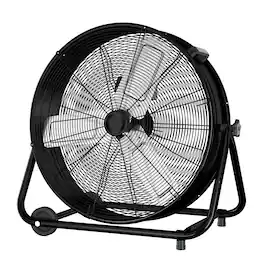 Vaczon - Commercial Drum Fan 120V 320W, 3-Speed High Velocity Floor Fan with Wheels, Aluminum Motor and 3-Blade Air Circulator - Black