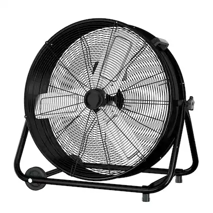 Front. Vaczon - Commercial Drum Fan 120V 320W, 3-Speed High Velocity Floor Fan with Wheels, Aluminum Motor and 3-Blade Air Circulator - Black.