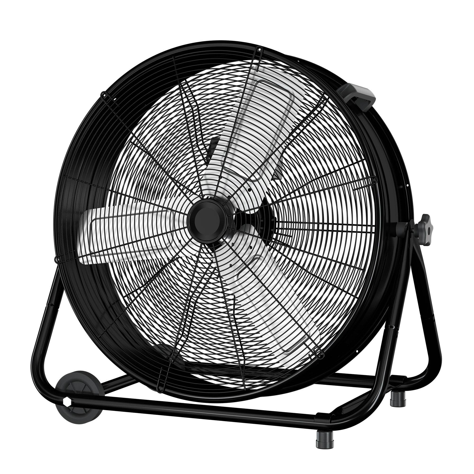 Front. Vaczon - Commercial Drum Fan 120V 320W, 3-Speed High Velocity Floor Fan with Wheels, Aluminum Motor and 3-Blade Air Circulator - Black.