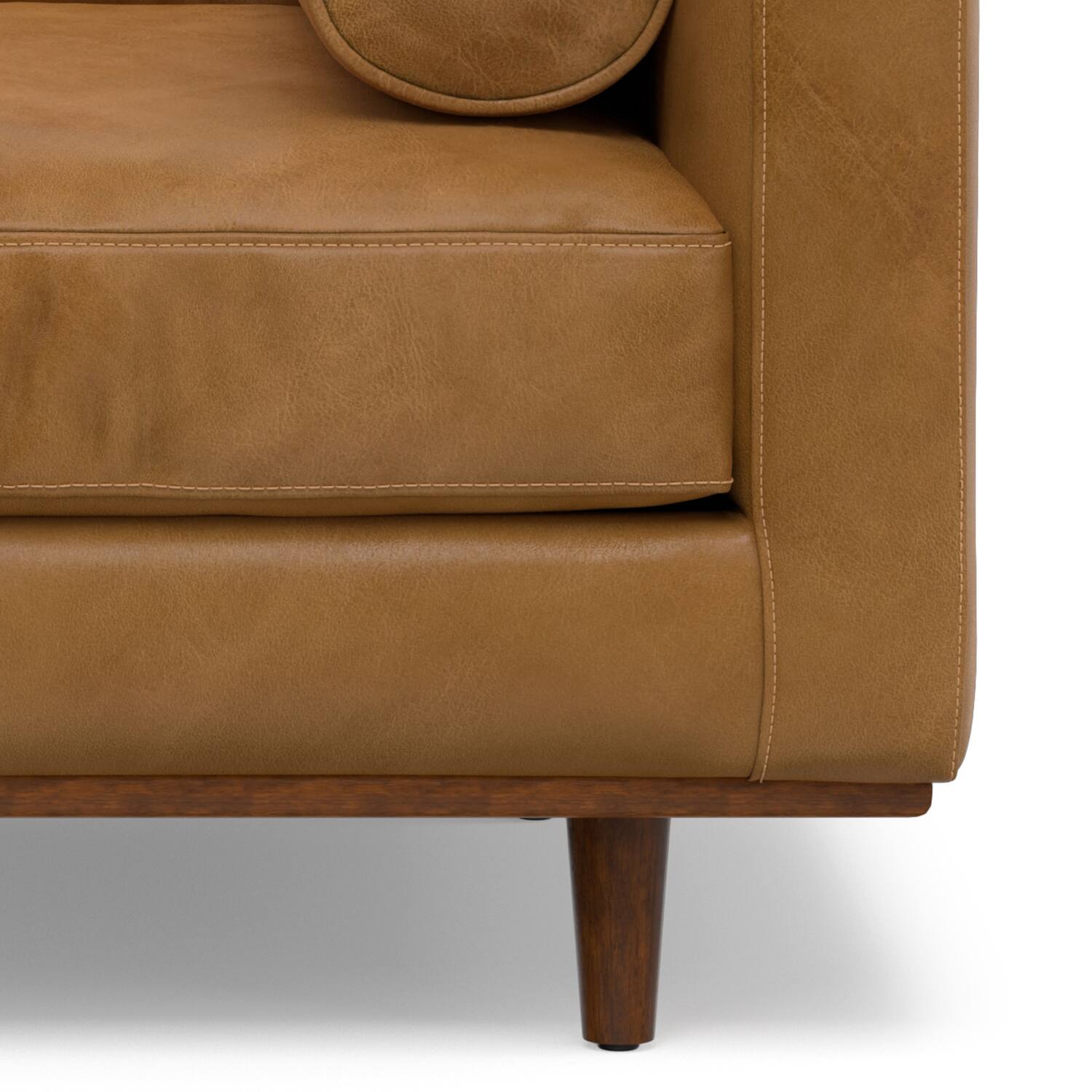 Alt View 1. Simpli Home - Morrison 42 inch Wide Mid-Century Modern Arm Chair in Sienna - Sienna.