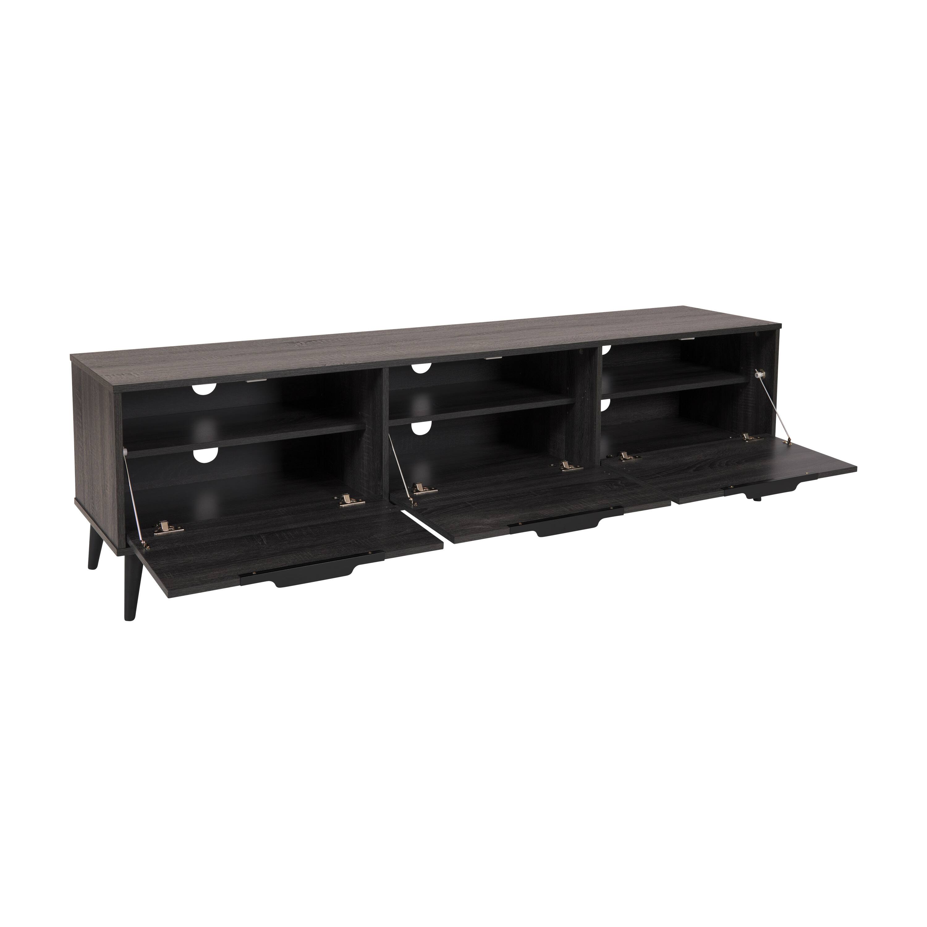 Left. CorLiving - Cole Collection TV Stand with Enclosed Cabinets for Most TVs up to 85" - Dark Gray.