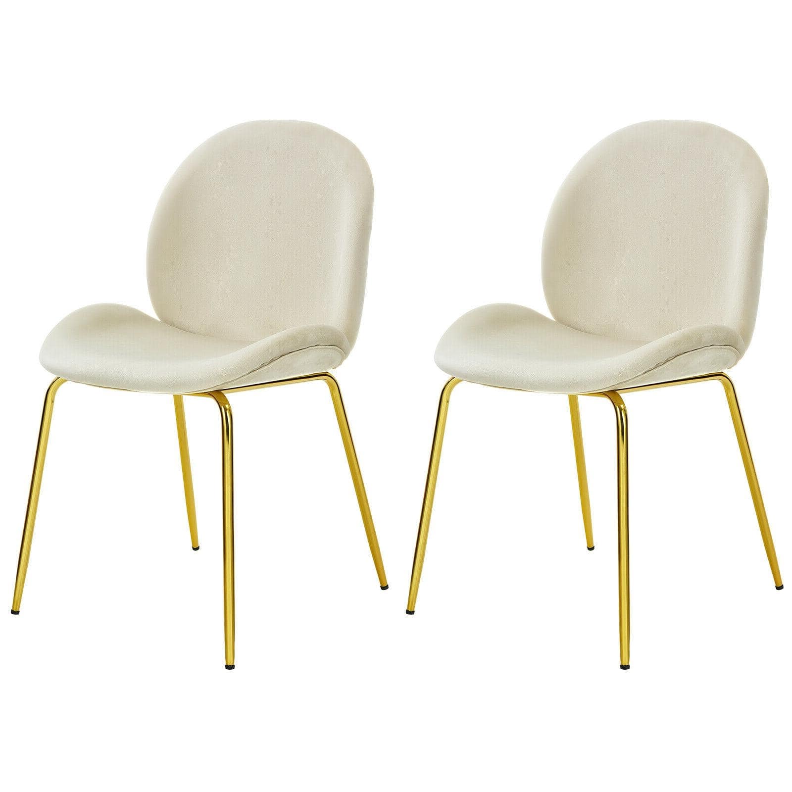 SlickBlue - Pair of Velvet Chairs with Gold Legs, Stylish Accent Seating Set of 2 - Beige