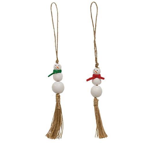 Front. BreeBe - Tassel Snowman Ornament 2 Asstd. - Multicolor.