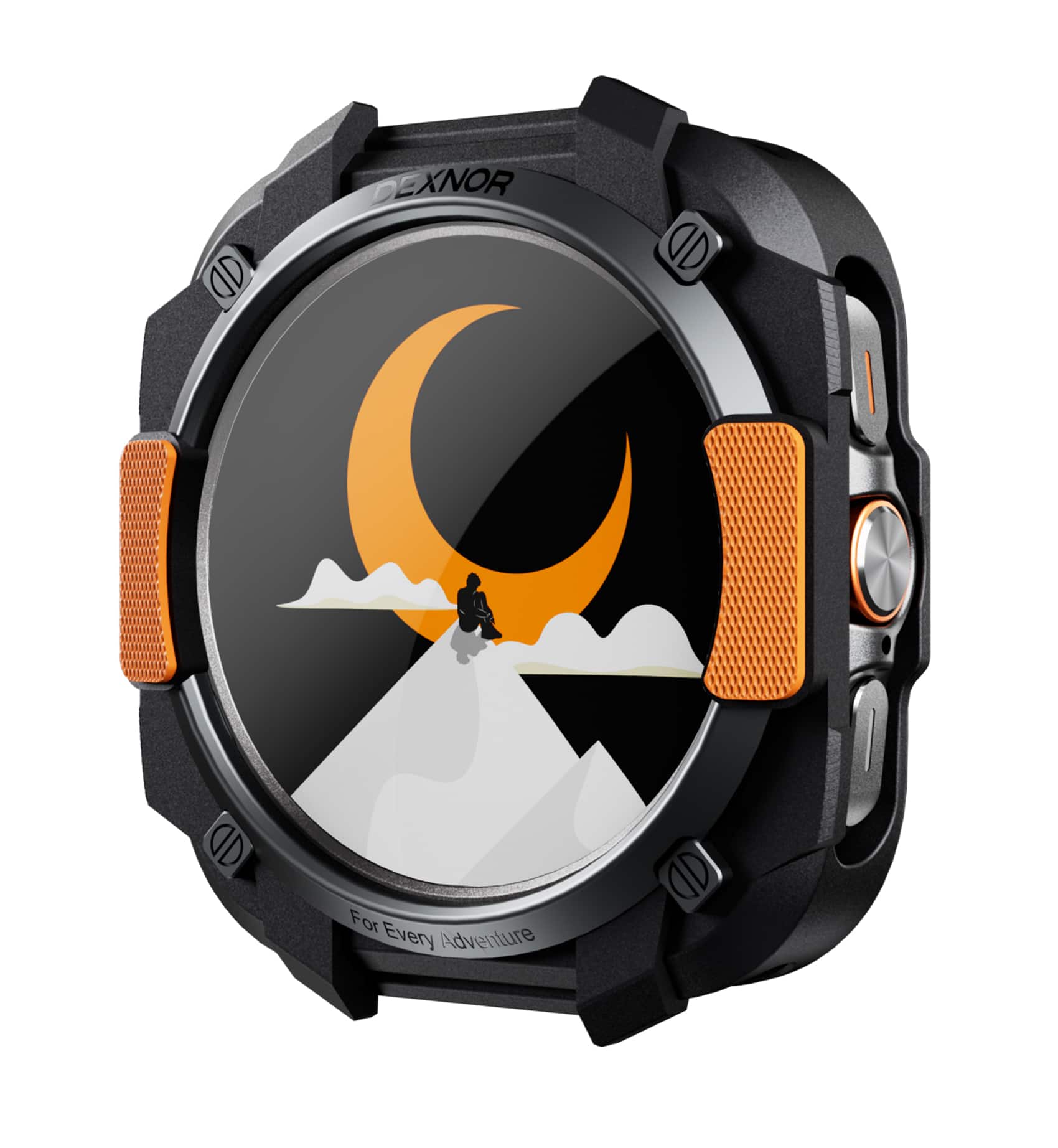 Dexnor - Watch Case for Samsung Galaxy Watch Ultra 47mm 2025/2024, Durable Shockproof TPU Bumper Cover for Outdoor Adventure - Black&Orange
