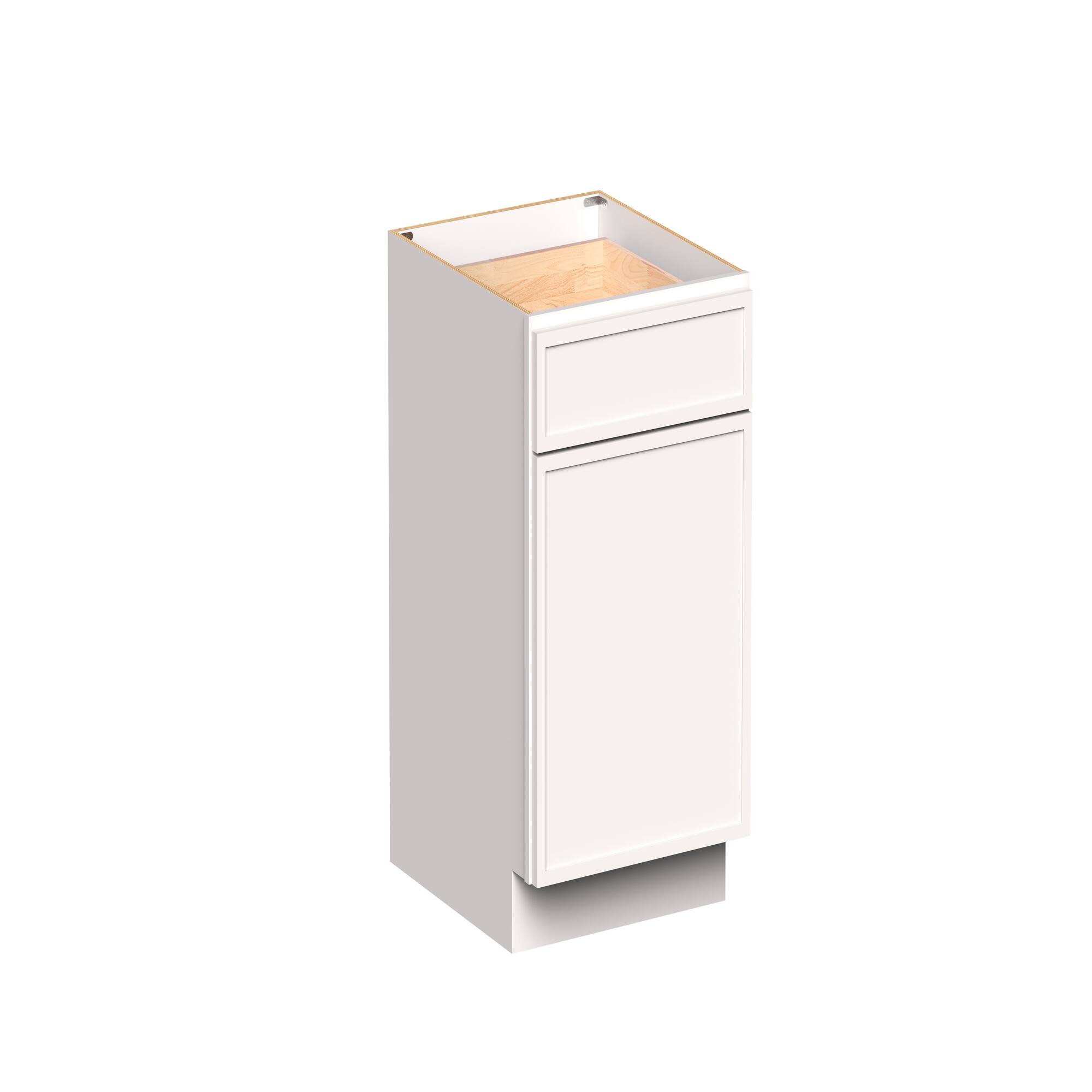 Angle. Boyel Living - 21-in W x 34.5-in H x 24-in D Slim Shaker RTA Kitchen Base Cabinet with Soft-Close - Snow White.