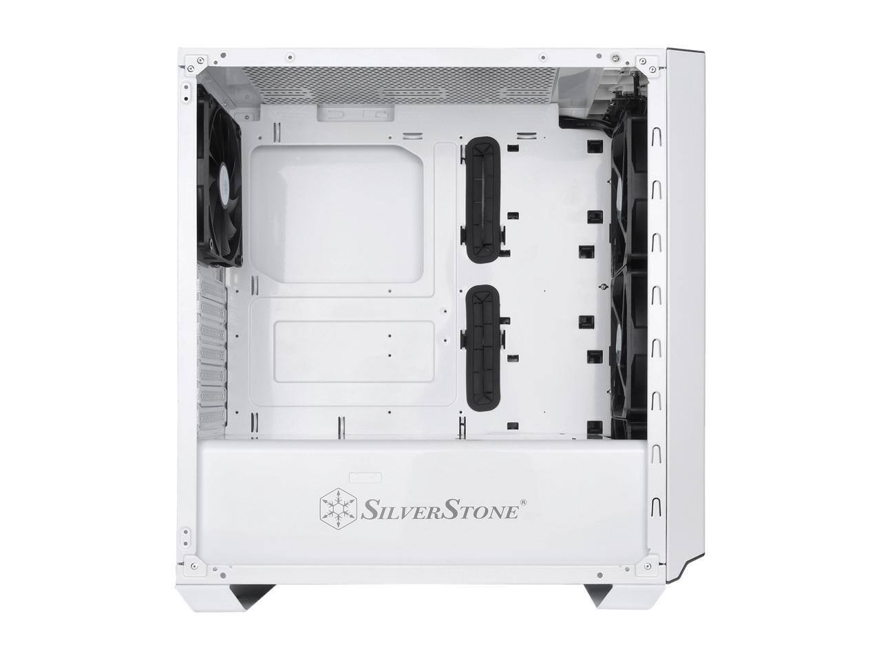Alt View 4. SilverStone - SilverStone PM02 White Steel Front Panel, Tempered Glass ATX Mid Tower Case - White.