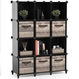Sorbus - 12 Cube Storage Organizer –Waterproof Cubby Shelf - Closet, Toys, Books, Shoes, Décor –Bedroom, Living Room, Kids - Black