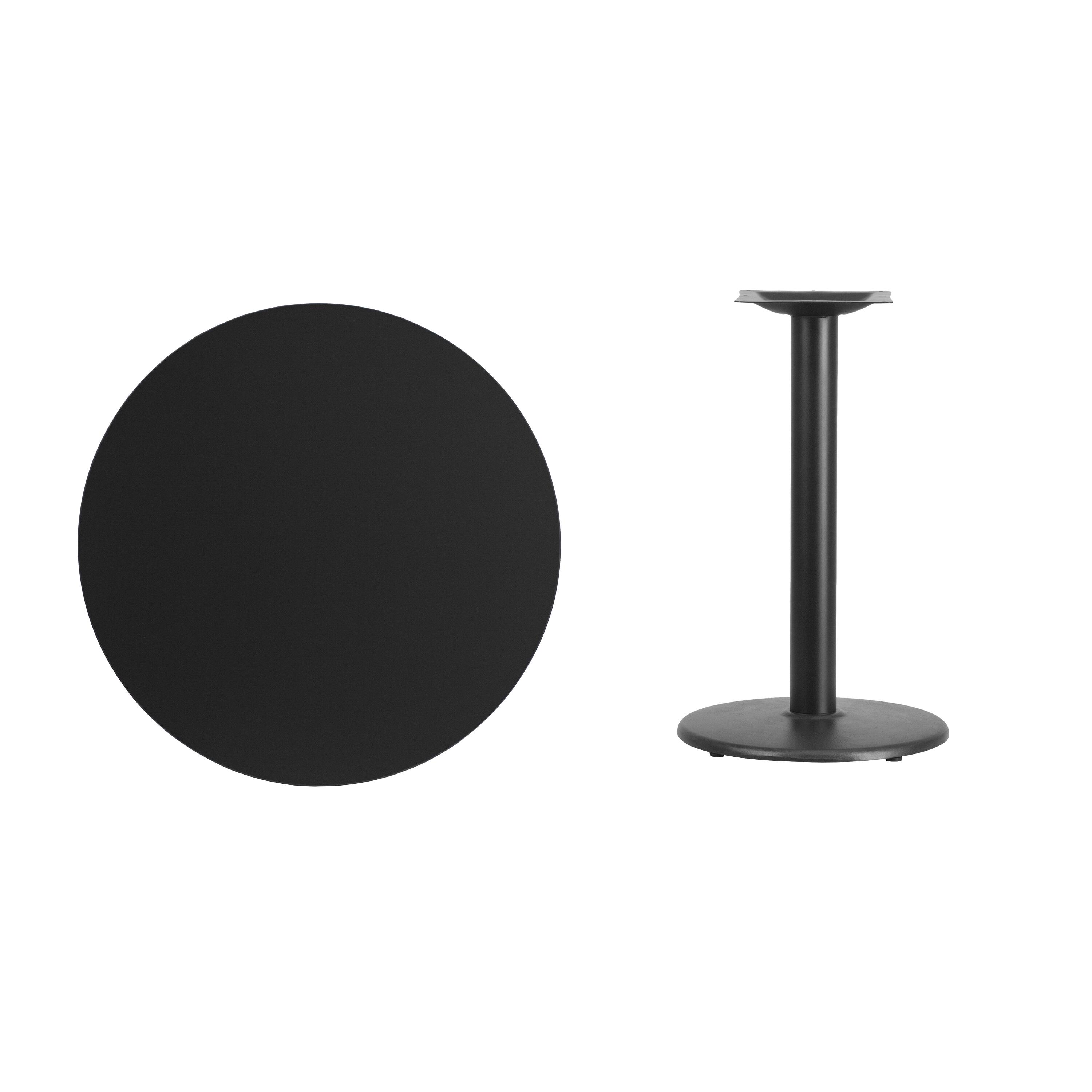 Alt View 3. Emma + Oliver - 30" Round Laminate Table Top with 18" Round Table Height Base - Black.