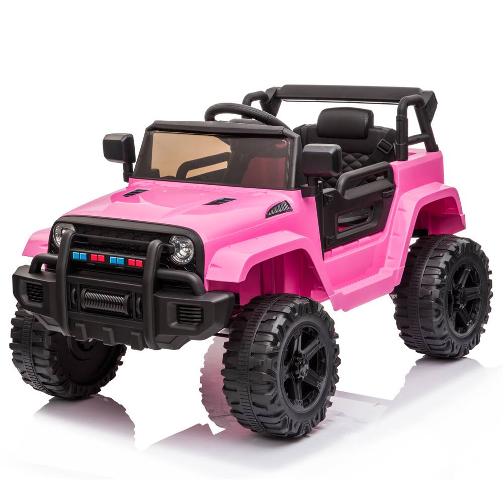 Front. Winado - Ride on Truck with Remote Control, 4 Wheels 12V Battery Powered Kids Car, with LED Headlight/Horn Button/ MP3 Player/USB - Pink.