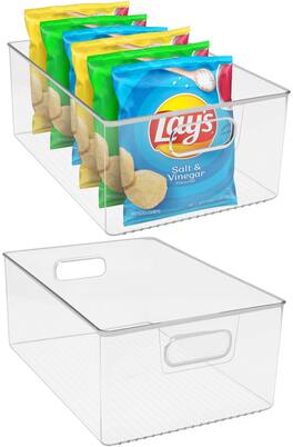 Sorbus - Square Fridge Bins- Thick Plastic Refrigerator Pantry Organizer- Versatile Non-Slip Stackable - Clear
