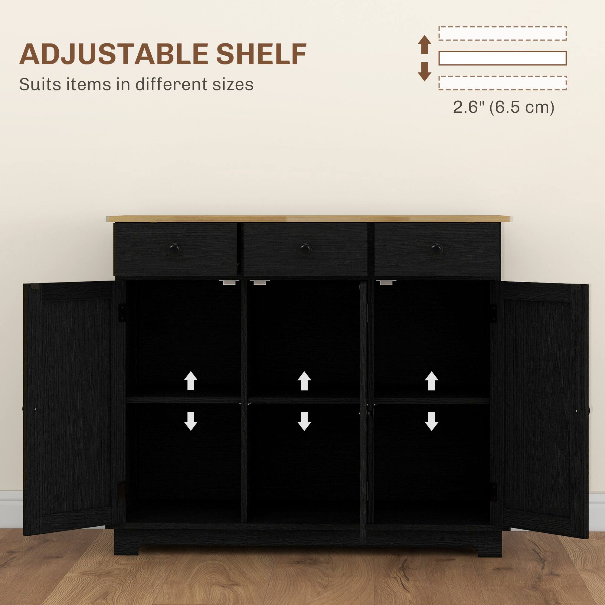 ADJUSTABLE SHELF
Suits items in different sizes
2.6" (6.5 cm)