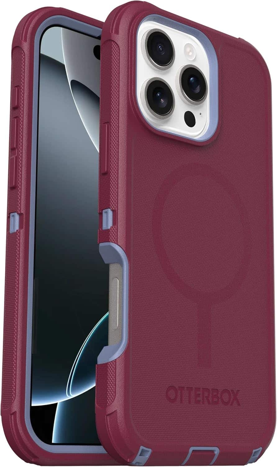 OtterBox - iPhone 16 Pro Max, Defender Series Case - Case Only - Built-in Magnets - Rugged & Durable, with Port Protection - Velvet Orchard (Pink & Blue)