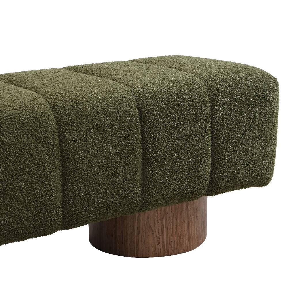 Alt View 5. Ropilly - Ropilly Green Boucle Dining Bench, 49" Upholstered End of Bed Entryway Bench, No Assembly Ottoman, 300 LBS Capacity - Green.