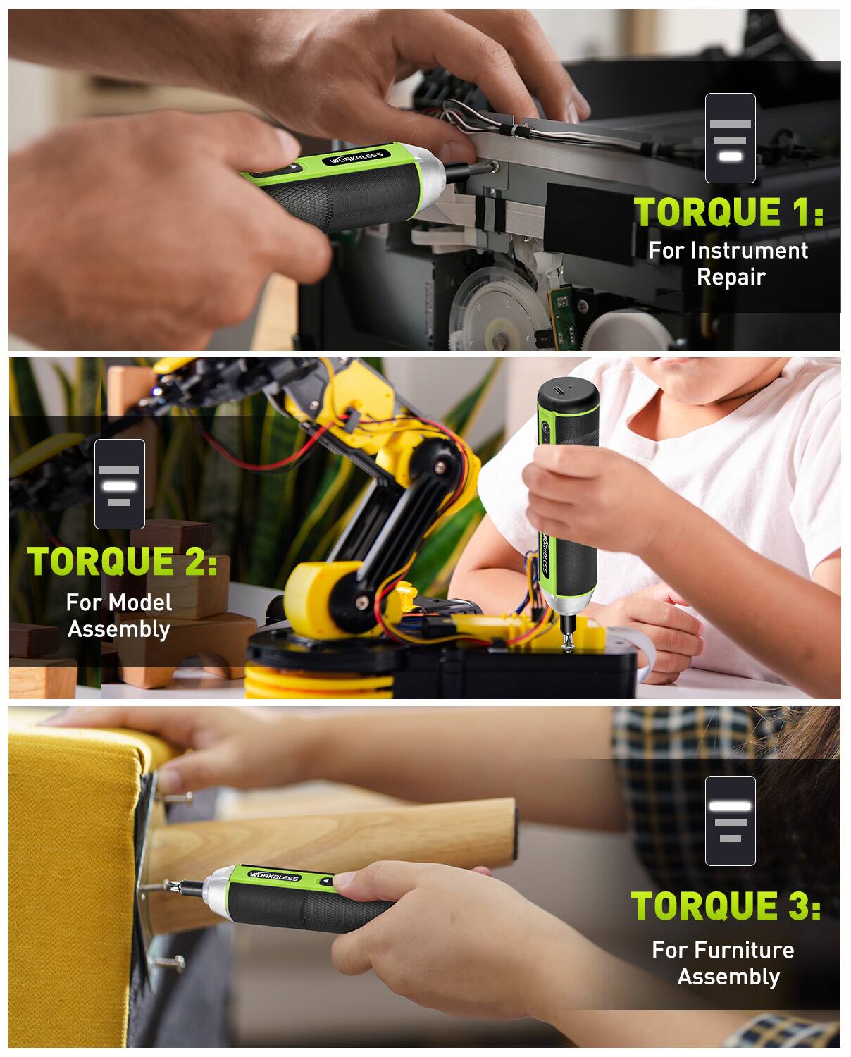 MCRL TORQUE 1: For Instrument Repair  
TORQUE 2: For Model Assembly  
TORQUE 3: For Furniture Assembly