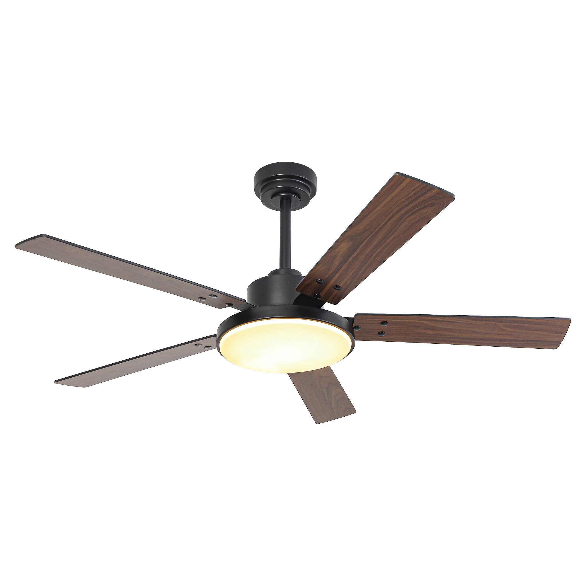 Alt View 8. Vaczon - 52" Modern Black 6 Speed DC Motor Smart Ceiling Fan with Light and Remote and APP Control, Reversible Blades - Black.