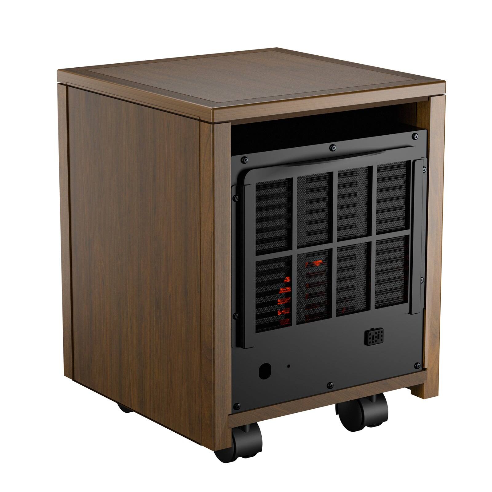 Alt View 5. DR. INFRARED HEATER - DR-123 Indoor Portable Space Heater with Remote, 1500W Dual Heating, Quiet, Thermostat, Timer, 4-Wheel Mobility - Coffee.