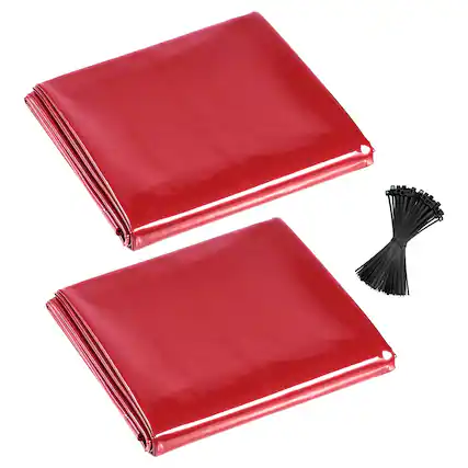 Front. VEVOR - 2PCS Welding Curtains, 6 x 8FT Welding Screen Curtain, Flame-Resistant Vinyl Safety Protective Screen with 6-Level UV - Red.