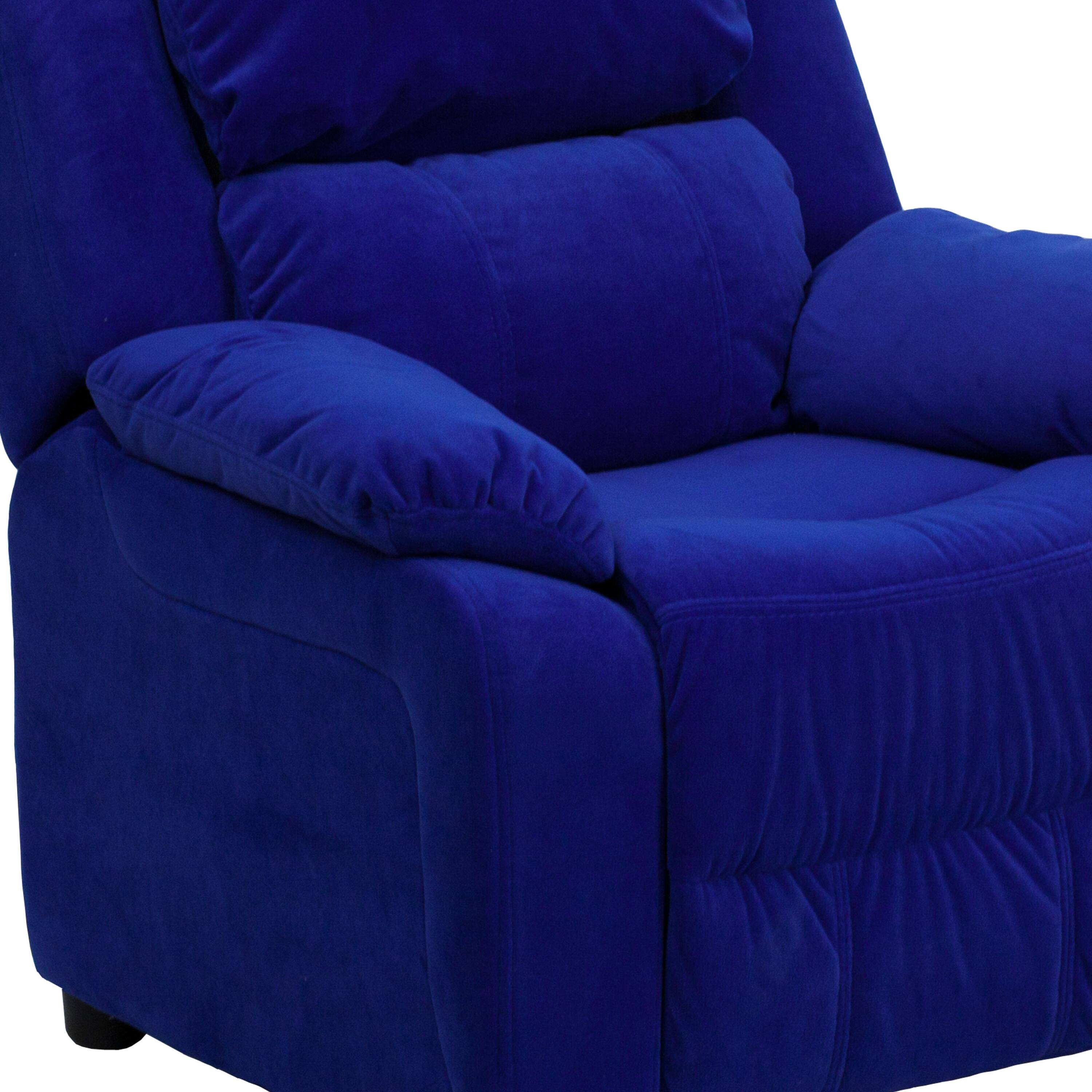 Alt View 9. Emma + Oliver - Deluxe Padded Contemporary Kids Recliner with Storage Arms - Blue Microfiber.