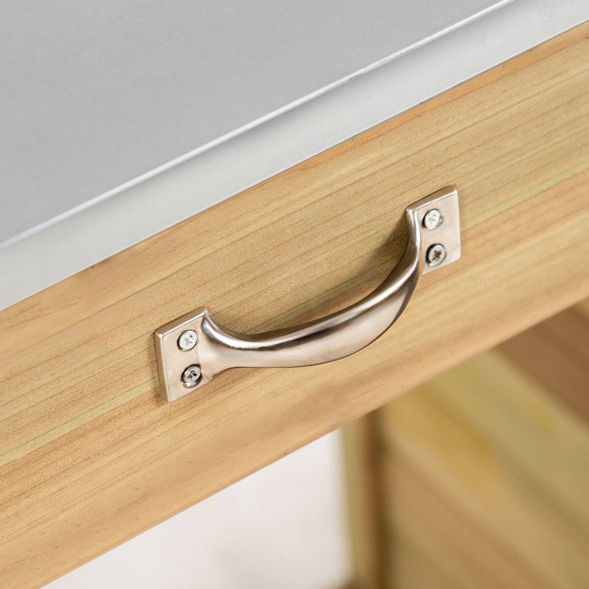 Alt View 8. Costway - Outdoor Potting Bench Garden Wooden Work Station Metal Tabletop Cabinet Drawer - Natural.