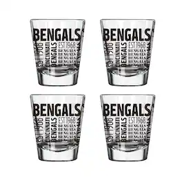 Logo Brands - Cincinnati Bengals 4-Pack 2oz. Shot Glass Set - Multicolor