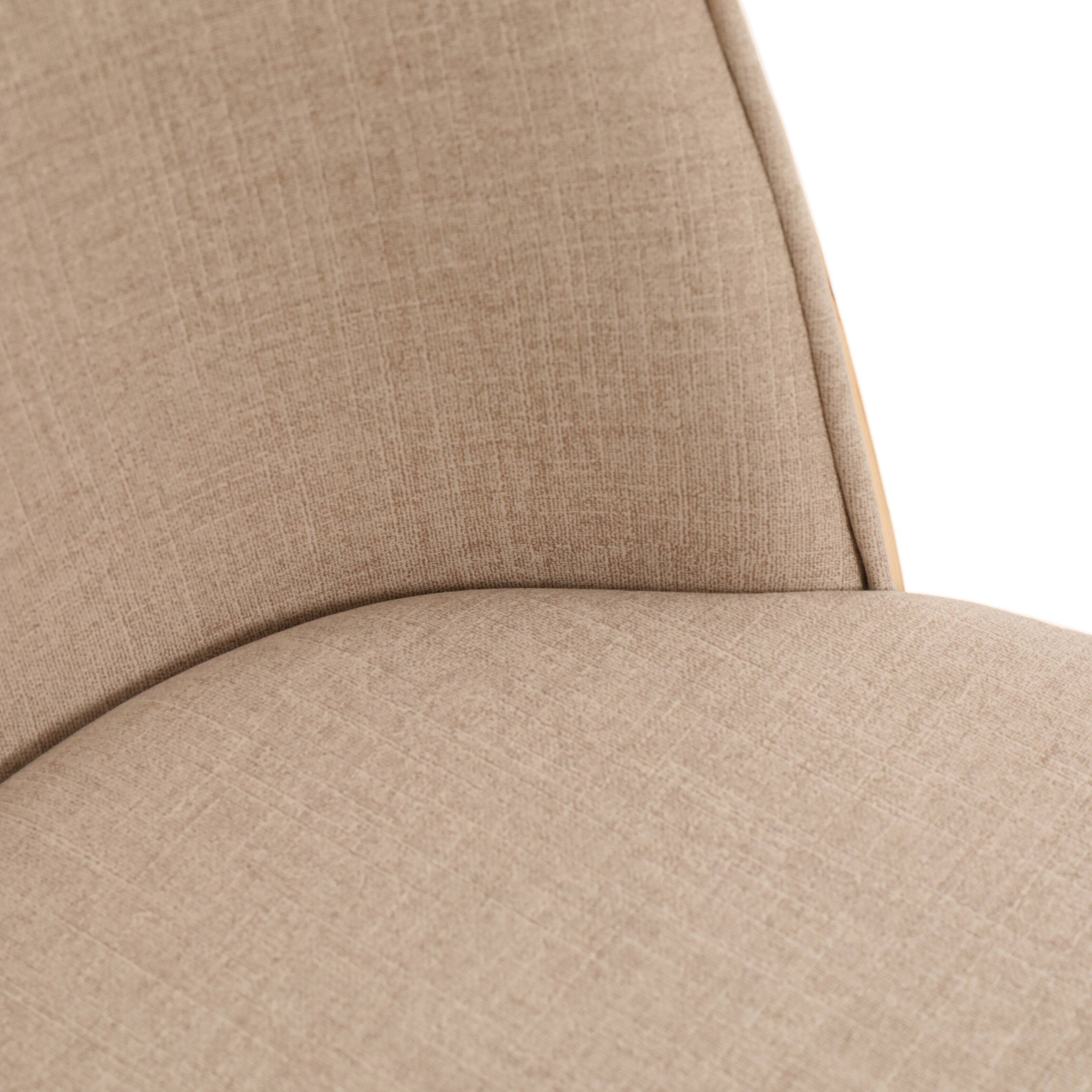 Alt View 4. LeisureMod - Tule Vintage Mid-Century Dining Chair, Modern Fabric Upholstered Kitchen Side Chair with Protective Floor Glides - Natural Wood/Brown.