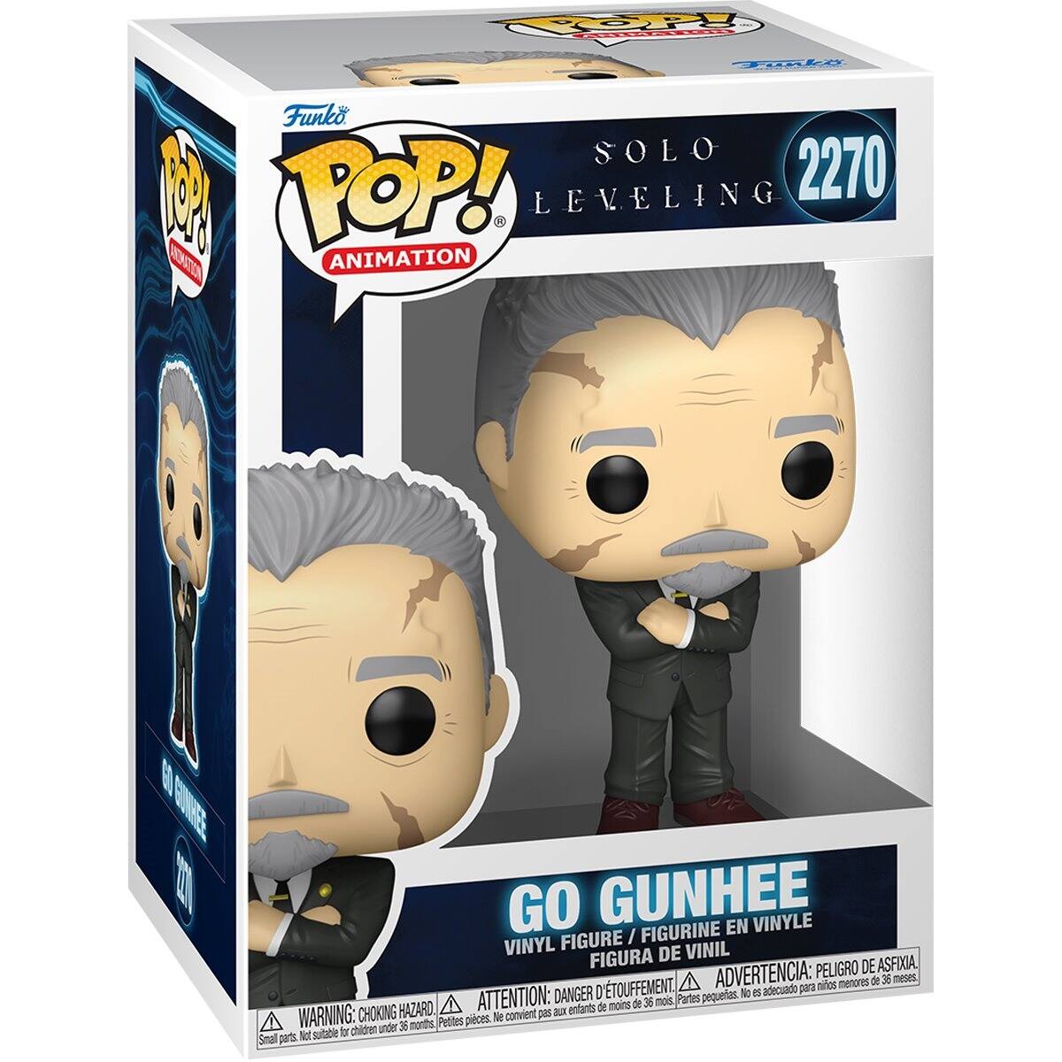 Funko POP! Animation  
SOLO LEVELING  
2270  

GO GUNHEE  
VINYL FIGURE / FIGURINE EN VINYLE / FIGURA DE VINIL  

WARNING: CHOKING HAZARD - Small parts. Not suitable for children under 3 years.  
ADVERTENCIA: PEQUEÑAS PIEZAS. NO ADECUADO PARA NIÑOS MENORES DE 3 AÑOS.  
ATTENTION: PEZZI PICCOLI. NON CONVIENTE PER BAMBINI DI SOTTO I 3 ANNI.