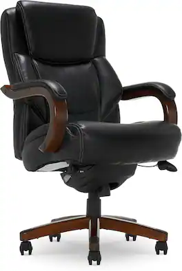 La-Z-Boy - Delano Big & Tall Bonded Leather Executive Chair - Jet Black/Mahogany