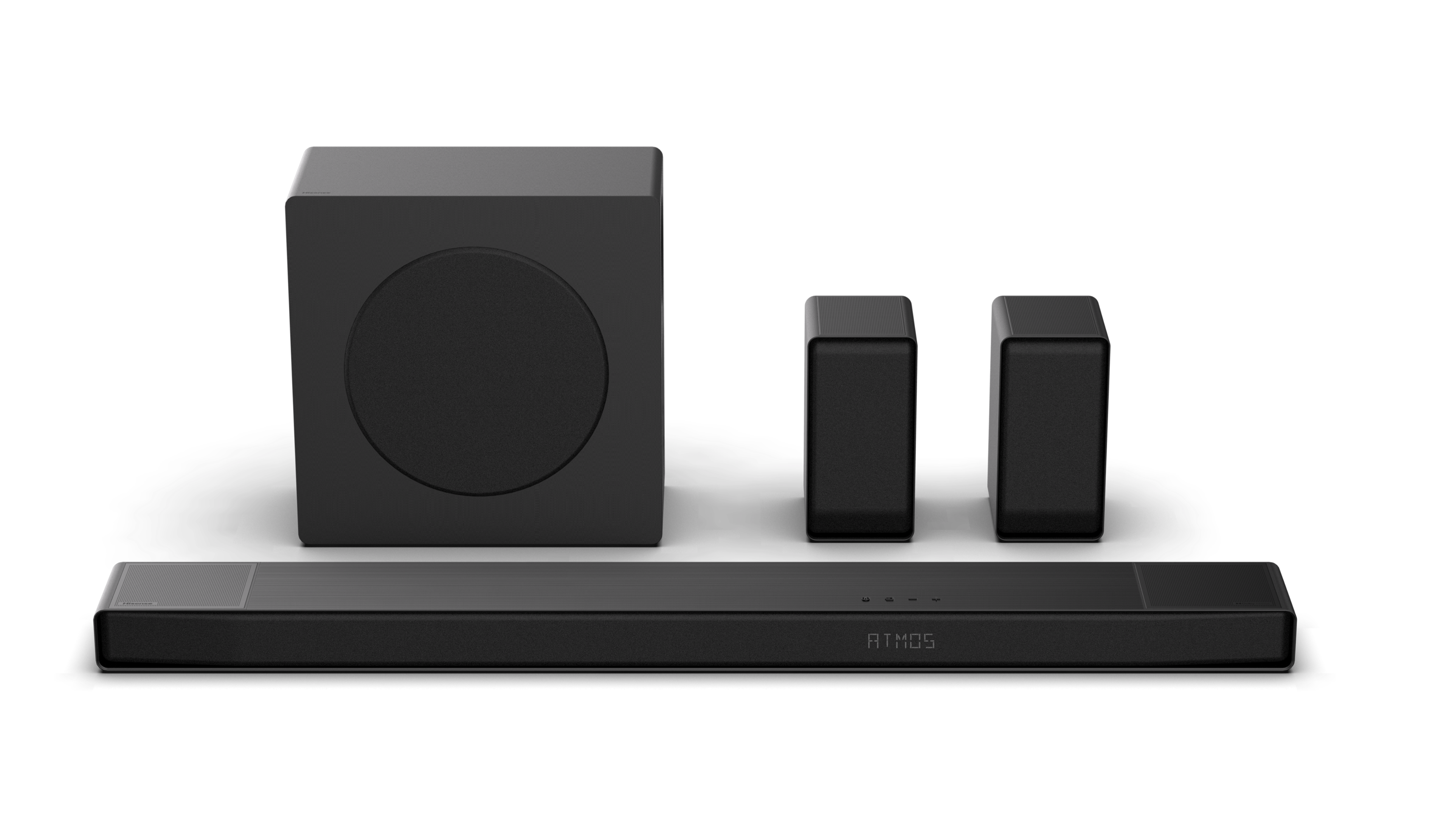Front. Hisense - AX5140Q 5.1.4 Channel Soundbar with Wireless Subwoofer and Rear Speakers, Hi-Concerto, Dolby Atmos, and DTS: X - Black - Black.