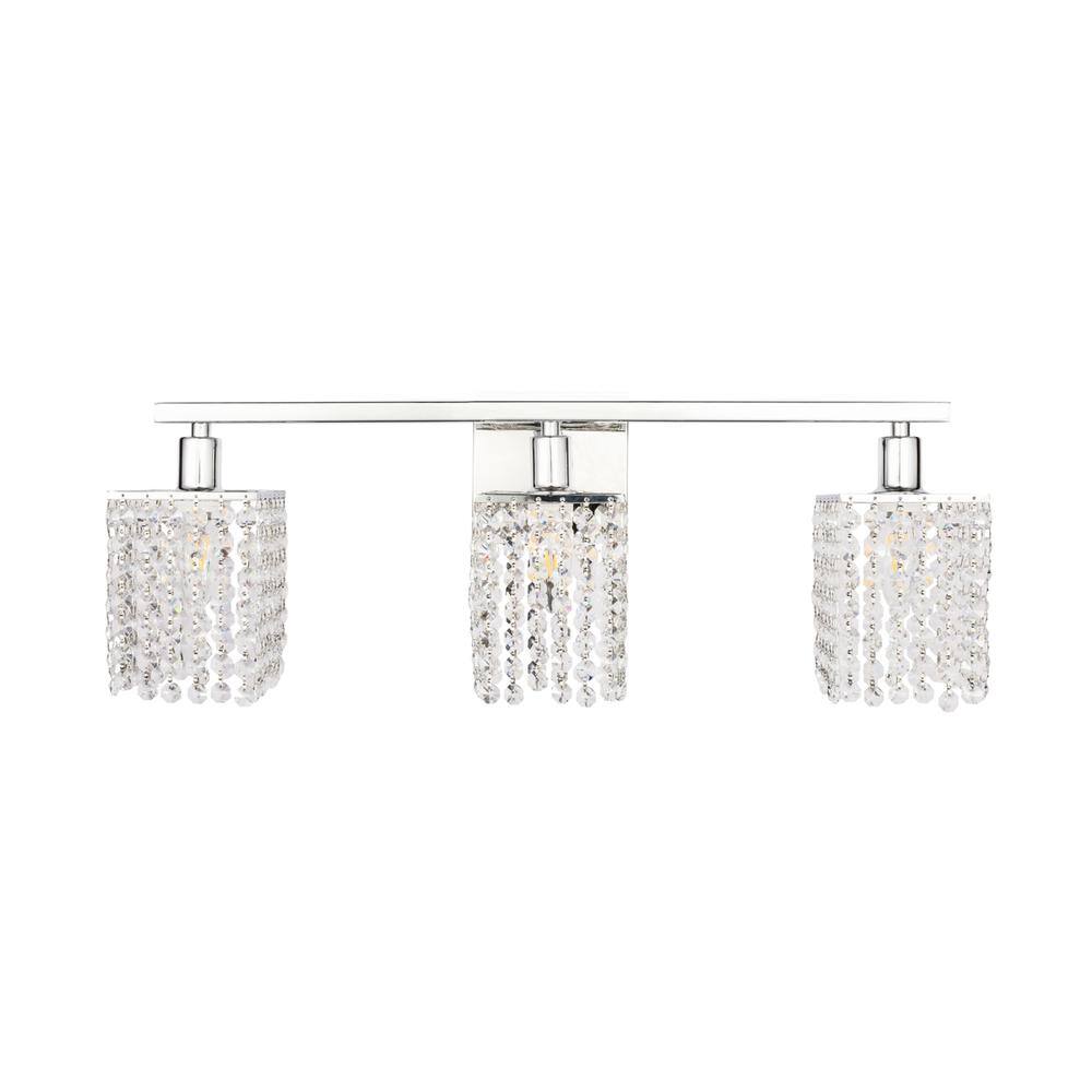Alt View 8. Living District - Phineas 3 light Chrome and Clear Crystals wall sconce - Chrome And Clear Crystals.
