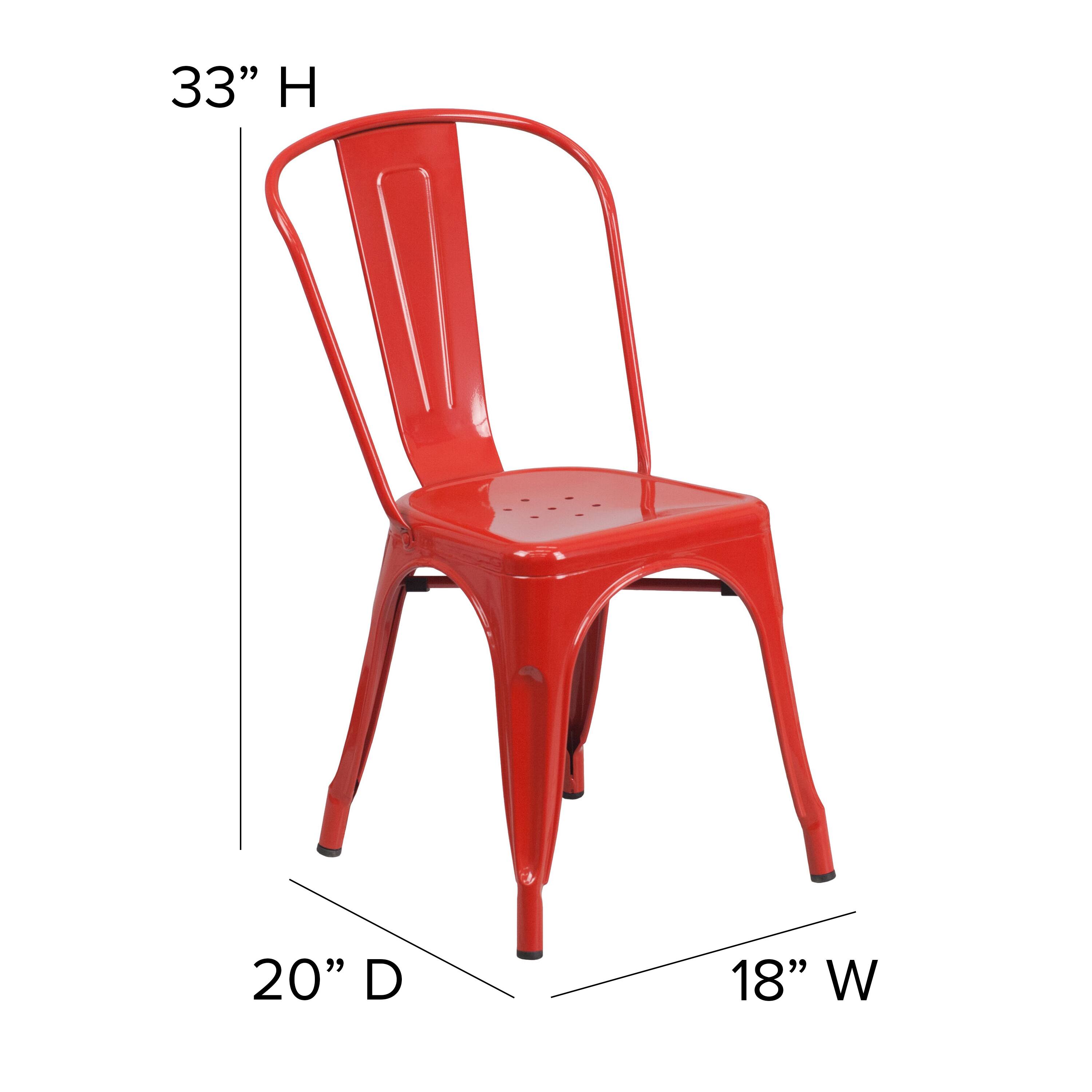 Alt View 13. Alamont Home - Perry Red Metal Indoor-Outdoor Stackable Chair - Restaurant Chair - Bistro Chair - Red.