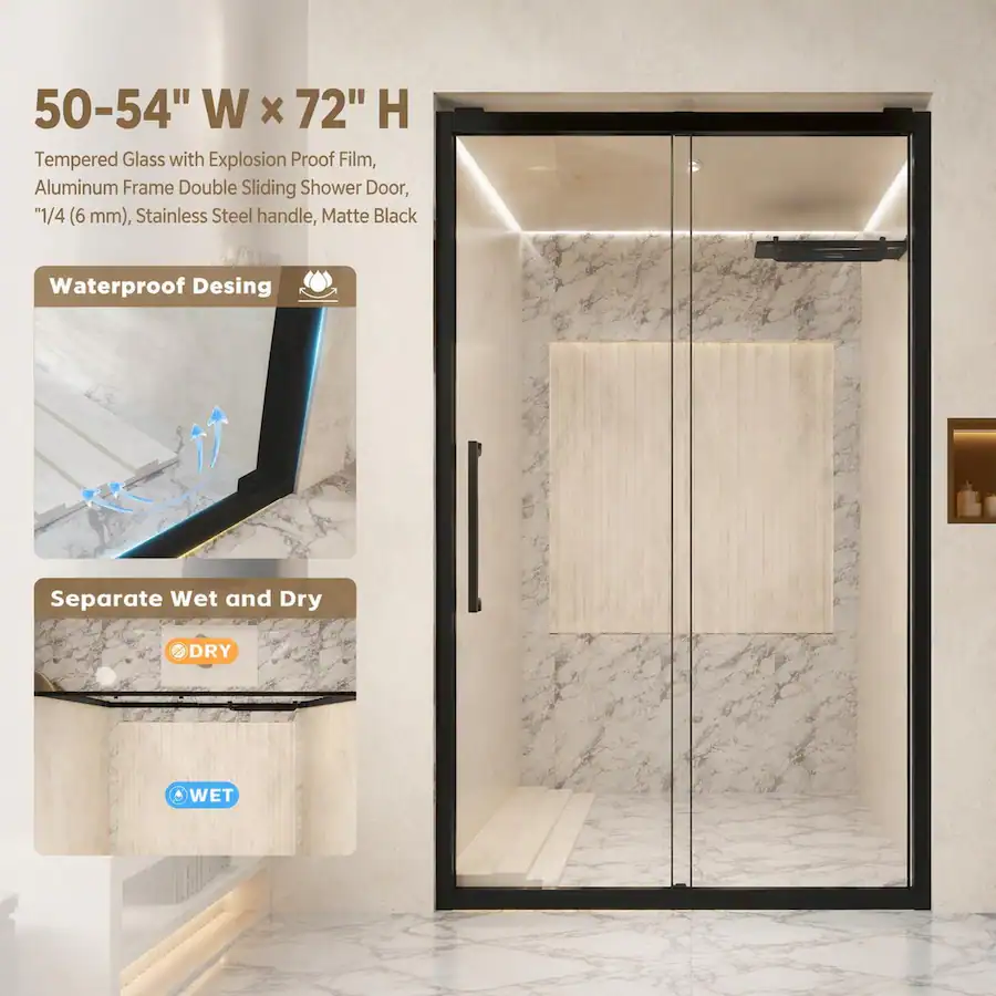 Us$88 Frame RYHNUYNE 50 54 In W X 72 In H Aluminum Frame Double Sliding Shower Door ...