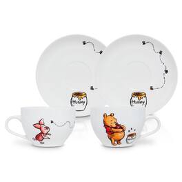 Disney - Winnie the Pooh Bone China 4-Piece Teacup and Saucer Set - Yellow