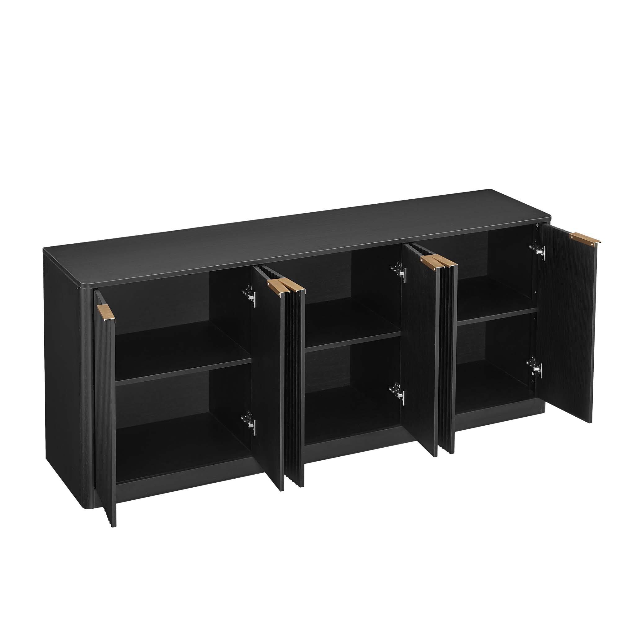 Alt View 8. Forest'nSky - 67-inch modern wavy sideboard, curved contour design storage cabinet,Black - Black.